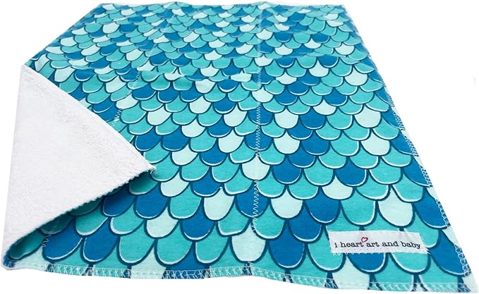Infant Burping Cloth, Burp Cloths for Baby Boy or Girl, Soft and Absorbent - Cotton Reusable Spit Up Rags, XLarge, 1 Count (Mermaid)