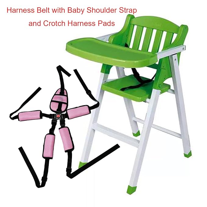 Universal 5 Point Harness Baby Chest Harness for High Chair/Stroller, Harness Belt with Baby Shoulder Strap and Crotch Harness Pads, Adjustable Harness Chest Harness Stroller for Child/Kid Seat, Pink