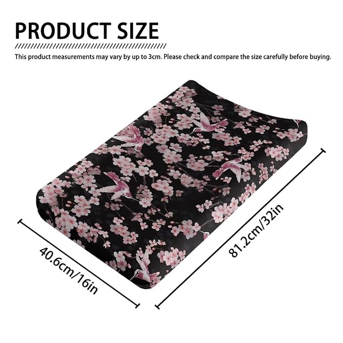 Hummingbird Flower Changing Pad Cover Baby Girls Boys Diaper Change Table Sheet Cover Stretchy Changing Table Covers Soft Breathable