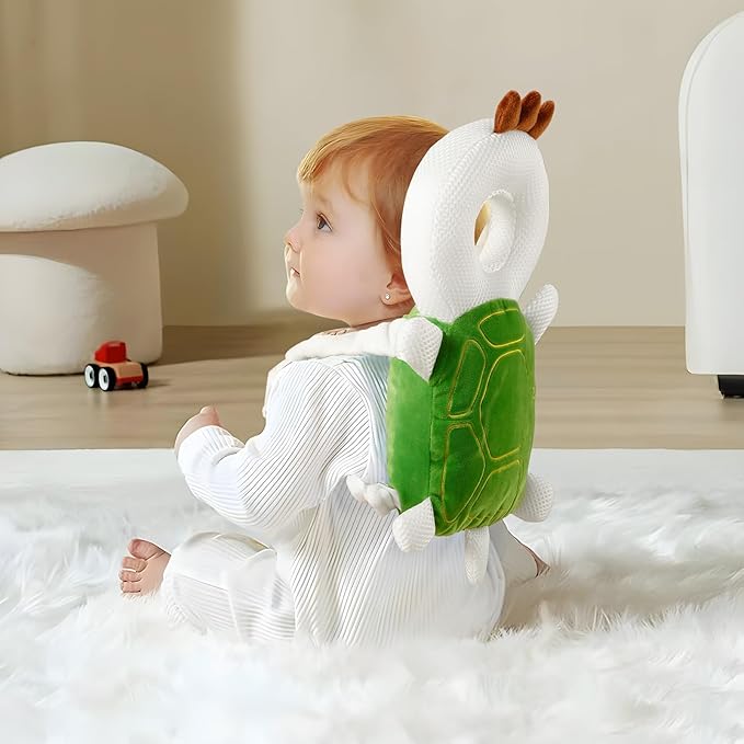 PandaEar Baby Head Protection Backpack Toddler Adjustable Walking Head Protector, Head Protection Backpack Wear Safety Pad for Falling Crawling and Walking (Green)