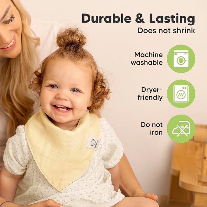 KeaBabies 8-Pack Muslin Baby Bibs for Boys, Girls - Muslin Bandana Drool Bibs for Baby Girl & Boy, Drooling Newborn, Teething Toddler, Infant 0-36 Months, Soft Cotton Extra Absorbent (Mirage)