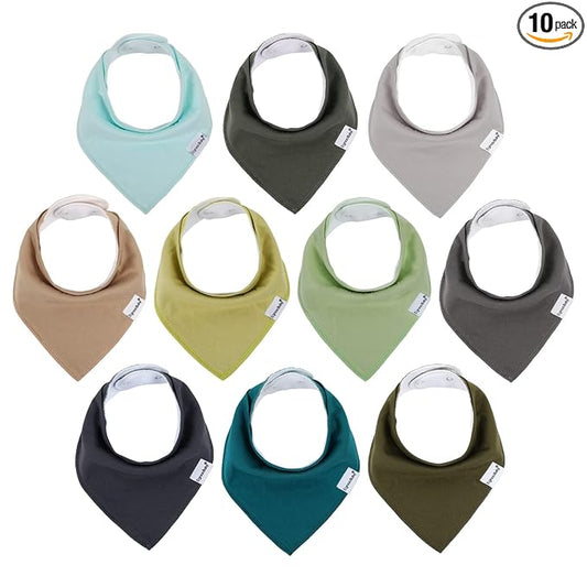 Baby Bandana Drool Bibs for Boys Girls,Super Absorbent Triangle Baby Bibs for Drooling and Teething,100% Cotton Soft for Infant,Newborn 10Pack