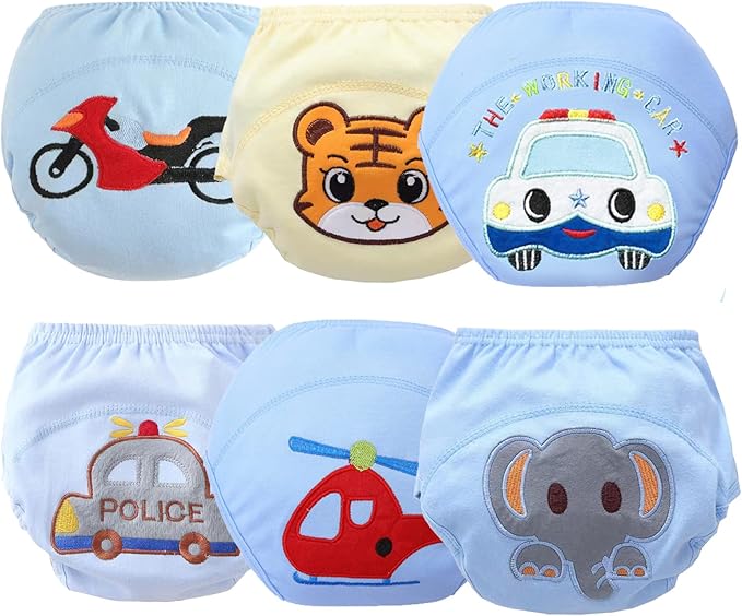 Cotton Reusable Baby Training Pants Unisex Potty Toddler Underpants Kids Waterproof Breathable Underwear 6-Pack