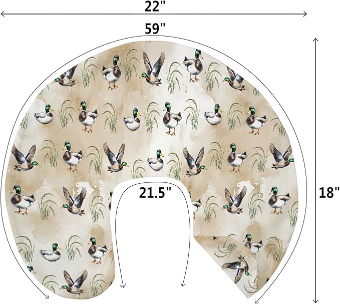 Vintage Mallard Duck Baby Nursing Pillow Covers for Boy Girl Green Ducks Lake Nursery Slipcovers for Breastfeeding Pillows Hunting Ducks Soft Stretchy Removable Cover for Newborn Infant