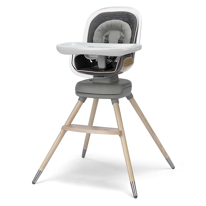 Maxi-Cosi Kiskadee 360 Rotating High Chair, 7 Modes, Infant to 5 Years up to 50 lbs, ClipQuik Magnetic Clip, 3-Position Tray, Washable Pad, Infant Recline, Booster Seat, Child Stool, Onyx Heritage