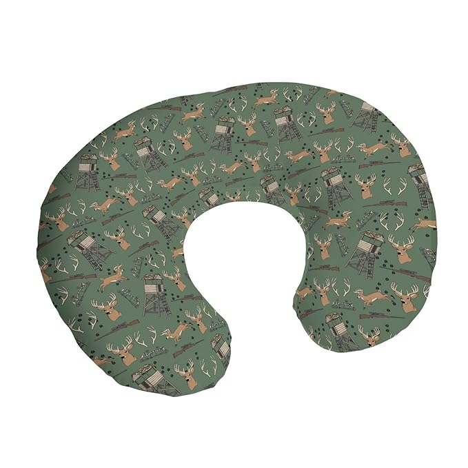 Deer Hunting Nursing Pillow Covers Hunter Tree Stand Removable Breastfeeding Slipcover Wild Animals Hunter Nursing Pillow Case for Newborn Boys Girls