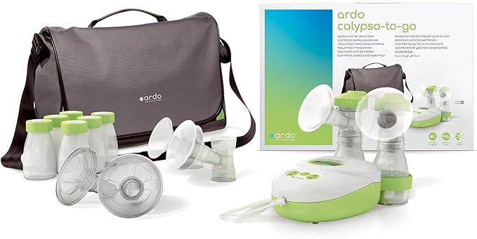 Ardo Calypso-to-Go Double Electric Breast Pump. Quiet, Swiss Made Breast Pump with 64 Settings. Closed System Hospital Grade Breastfeeding Pump with Bottles, Breast Shells & Pump Bag Included.