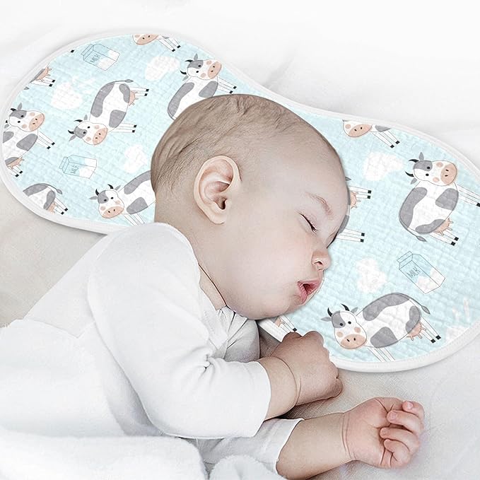 Muslin Burp Cloths for Baby Boys and Girls - 1-Pack Ultra Absorbent Cow Muslin Washcloths, Newborn Towel, Milk Spit Up Rags, Burp Cloth Bib for Unisex, 22 x 11 Inch