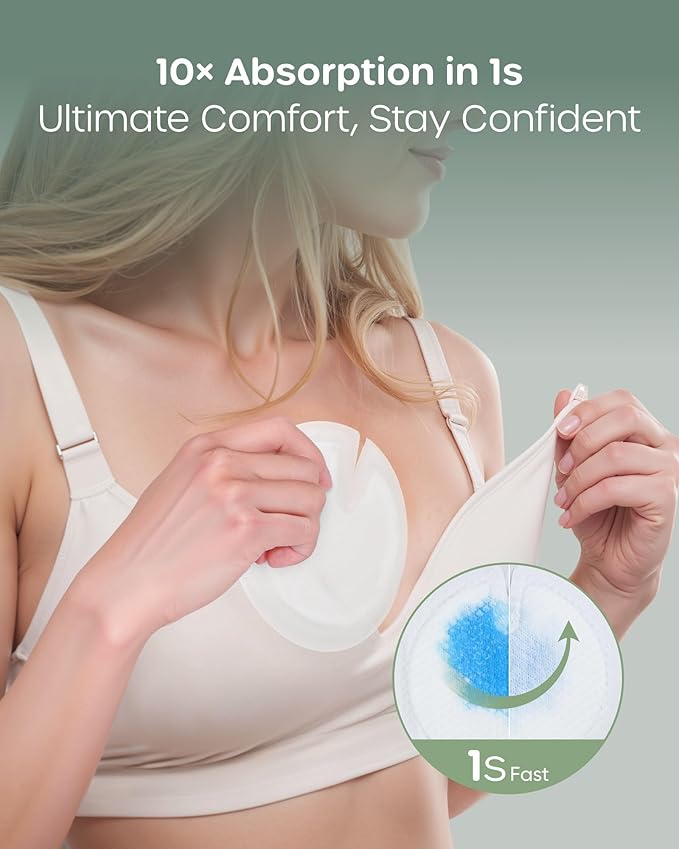 Nuliie Viscose-from-Bamboo Disposable Nursing Pads 100 Count, Ultra-Breathable Breast Pads for Breastfeeding, Absorbent & Stay Dry, Leakproof, Individually Wrapped