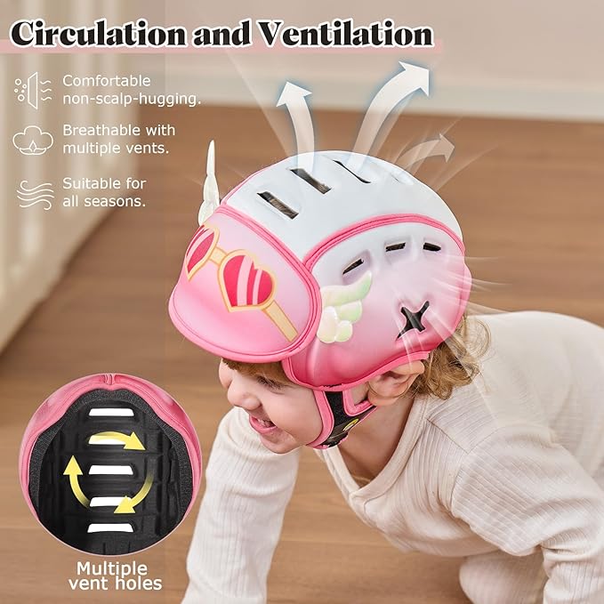 Baby Head Protector Baby Helmet for Crawling and Walking - No Bumps and Soft Safety Peak - Ultra Light and Adjustable Baby Head Protector Suitable for Babies 6-24 Months-Dreamy Angel