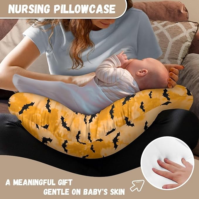 Halloween Bat Baby Feeding Pillow Cover Super Soft and Stretchy Personalized Breastfeeding Pillowcase Newborn for Boys Girls, 1 Pack