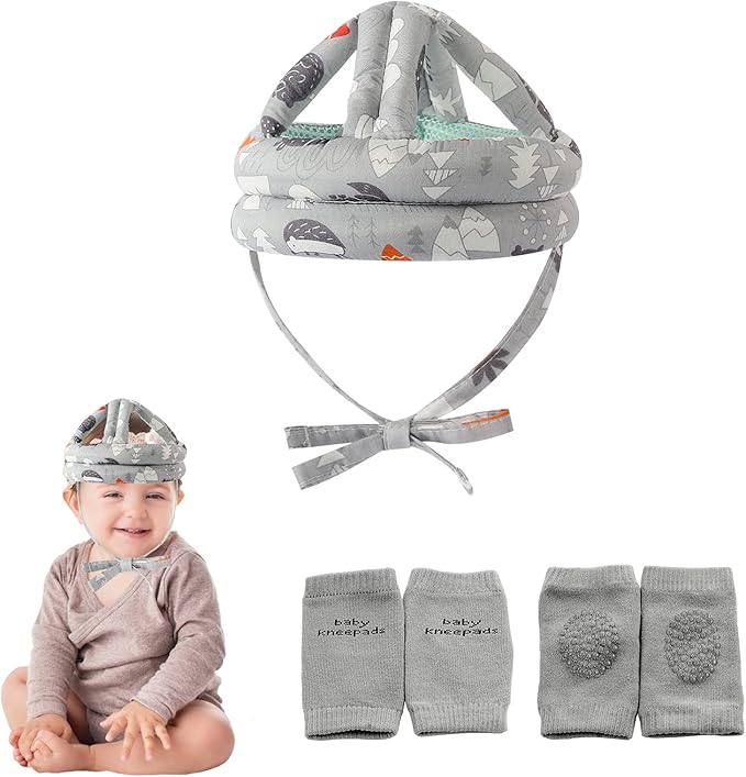 Baby Safety Helmet Infant Toddler Breathable & Adjustable Head Cushion Bumper Bonnet for Running Walking Crawling（Grey Forest）