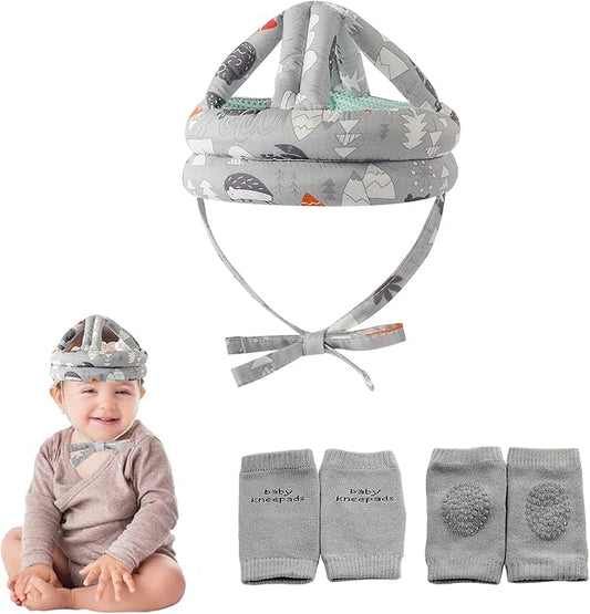 Baby Safety Helmet Infant Toddler Breathable & Adjustable Head Cushion Bumper Bonnet for Running Walking Crawling（Grey Forest）