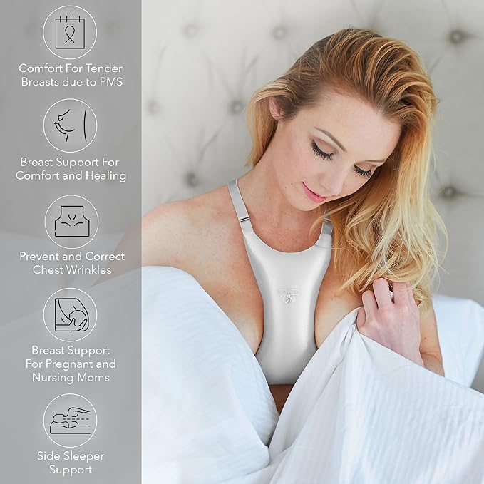 Intimia Breast Pillow for Chest Wrinkles and Side Sleeping - Chest Pillow for Wrinkle Prevention and Breast Support (Silver)