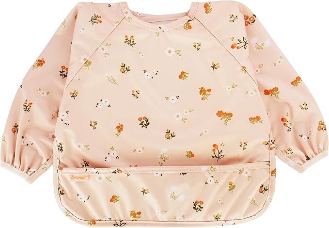 Waterproof Long Sleeve Bib – Machine Washable Baby Bibs for Eating – Baby Smock Bib for Toddler – BLW Supplies for Baby
