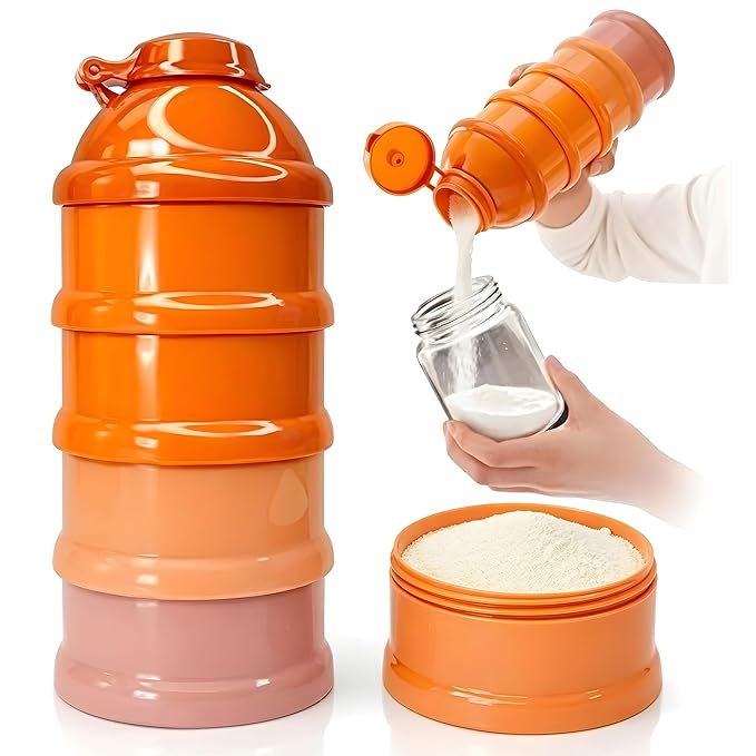 Mommy's Helper Baby Formula Dispenser On The Go, Stackable Travel Formula Container To Go, Non-Spill Pour Spout, 4-Compartment Powder Storage (Coastal Coral)