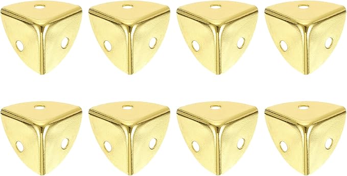 uxcell 8Pcs Decorative Box Corner Cover, 18mm Metal Edge Guard, Furniture Corner Edges Protector, Gold
