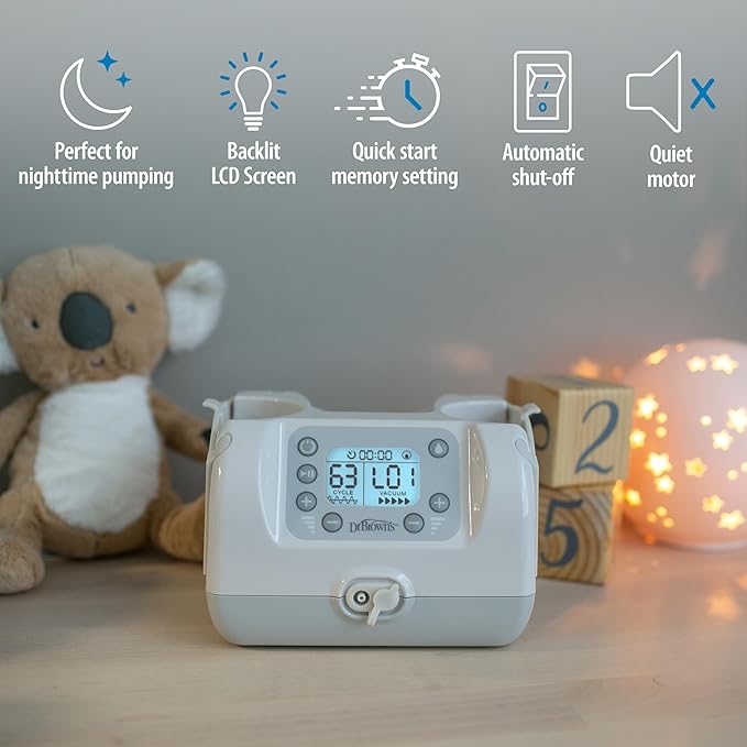 Dr. Brown's Customflow Hospital Strength Double Electric Breast Pump with Adjustable Settings, Includes Breast Milk Collection Bottles, Flanges & Other Pumping Essentials