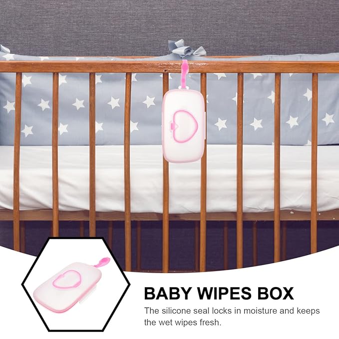 Dispenser Holder Portable Baby Wipes Dispenser Portable Refillable Wipe Holder Wipes Container Reusable Travel Box Pink