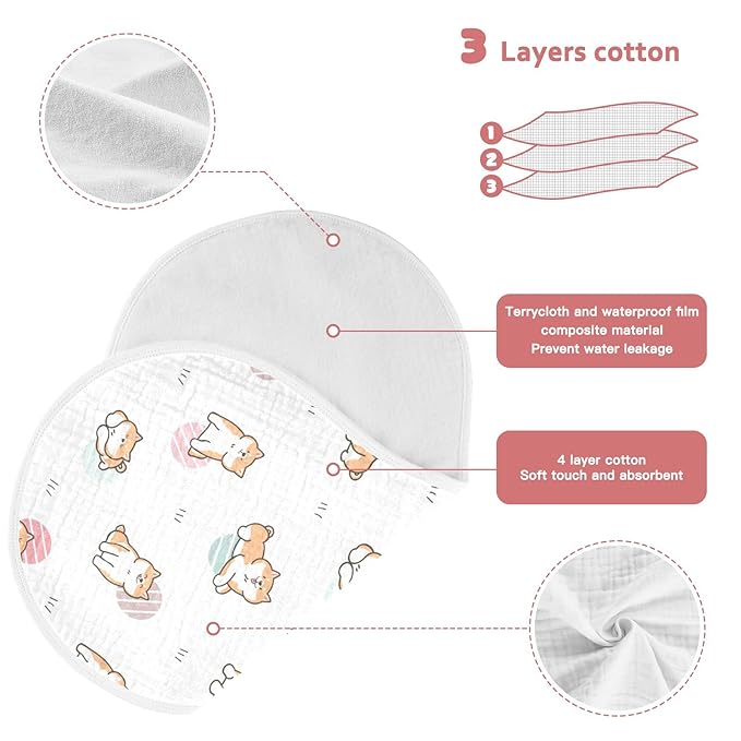 Kigai Cute Cartoon Shiba Inu Dog Muslin Baby Burp Cloths - Super Absorbent and Soft Burping Rags - Cotton Burp Clothes Set for Boys and Girls, 1 Pack