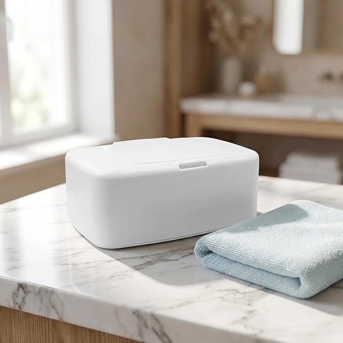 BESPORTBLE 3Pcs White PP Wipe Dispenser Box: Push Button Holder for Baby and Adult Flushable Wipes - Minimalist Wet Tissue Case Fits Water