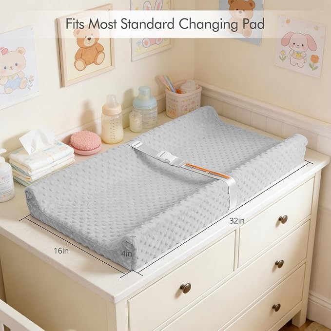 2 Pack Baby Changing Pad Covers, Super Soft Plush Dot Diaper Changing Table Covers Fit 32x16 Inch Changing Table Pad