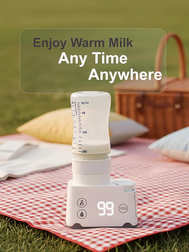 Portable Bottle Warmer Travel Bottle Warmer for Breastmilk with 6 Adapters Leak-Proof Baby Bottle Warmer