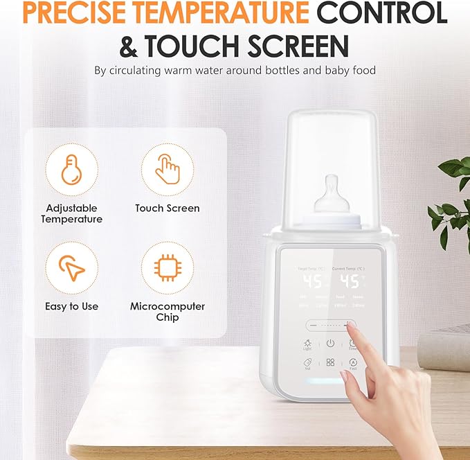 8-in-1 Baby Bottle Warmer, Fast Milk Warmer with Timer Digital Display, Night Light, Sterilizing Keep Warm, for All Bottles Nighttime Breastfeeding Newborn