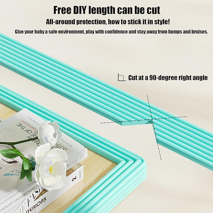 Edge Protector for Baby Proofing, Corner Protector Baby, Desk Edge Cushion, Extra-Wide Soft Foam Padding Self Adhesive Furniture Corner Guard Bumper for Table, Fireplace 16.4ft Light Green