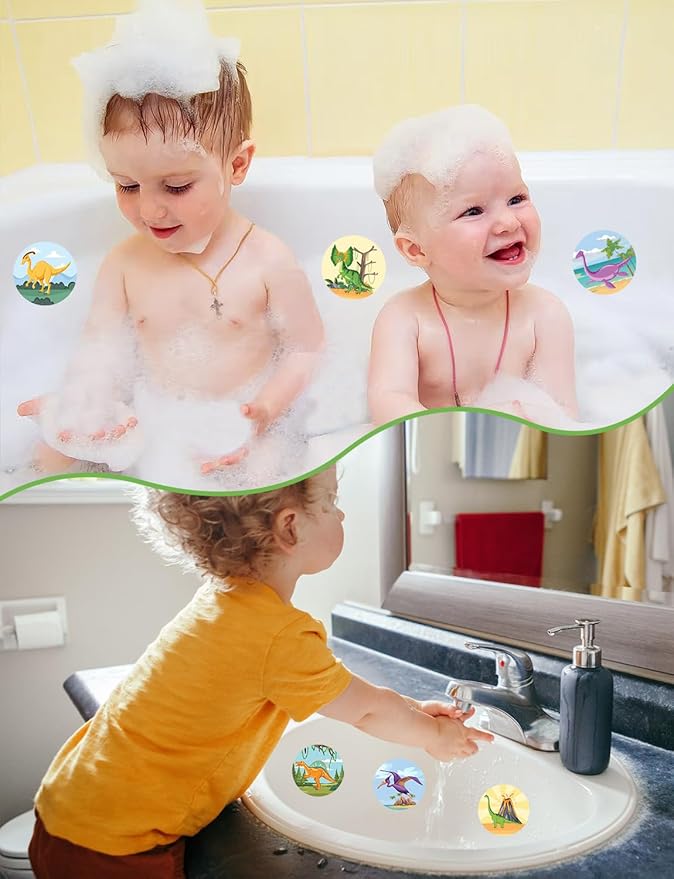 36 Pcs Potty Training Stickers You Pee on Toilet Reveal Stickers 12 Patterns Color Changing Reusable Pee Decals Toilet Targets for Boys Girls Toddlers(Dinosaur)