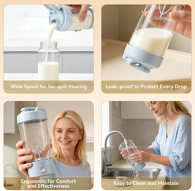 Electric Formula Mixing Pitcher, Portable Baby Formula & Breastmilk Mixer, Automatic Formula Maker with Bidirectional Stirring, Wide Mouth Fridge Storage Container, BPA-Free Tritan Milk Pitcher, Blue