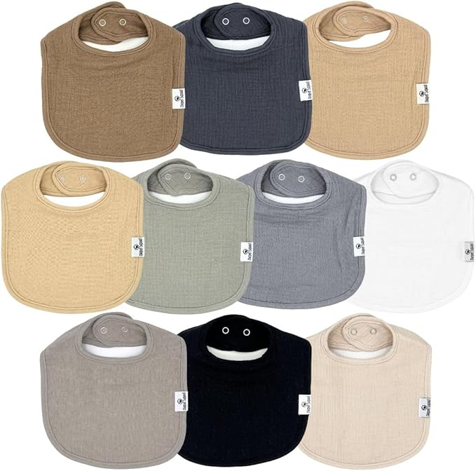 DiaperSquad's 100% Organic Cotton Baby Drool Bibs, Super Absorbent & Adjustable Baby Bibs for Drooling and Teething