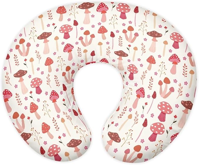 Nursing Pillow Cover for Breastfeeding Pillow,Removable Breastfeeding Pillows Covers,Ultra-Soft Slipcover for Baby Nursing Pillow, Fits Newborn Feeding Pillow,Mushrooms (Cover Only)