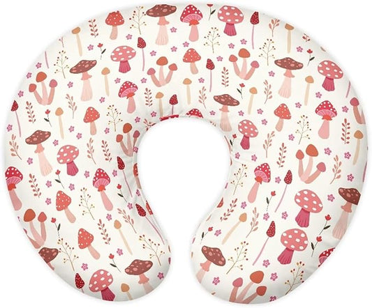 Nursing Pillow Cover for Breastfeeding Pillow,Removable Breastfeeding Pillows Covers,Ultra-Soft Slipcover for Baby Nursing Pillow, Fits Newborn Feeding Pillow,Mushrooms (Cover Only)
