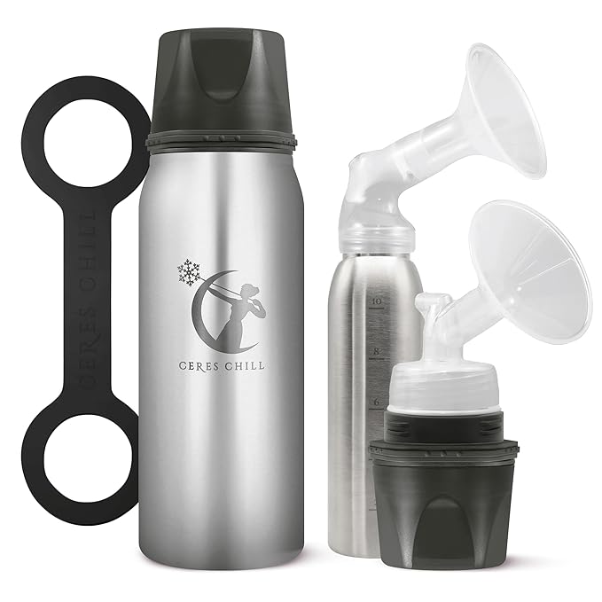 CERES CHILL OG Breastmilk Chiller & Warmer – 12–34oz Portable Breast Milk Cooler, Storage & Baby Bottle for Travel, Work or On-The-Go – Pump Compatible Container – Per My Last Email Steel