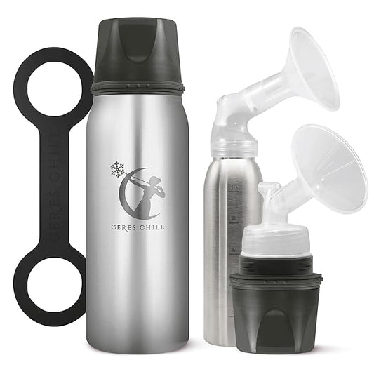 CERES CHILL OG Breastmilk Chiller & Warmer – 12–34oz Portable Breast Milk Cooler, Storage & Baby Bottle for Travel, Work or On-The-Go – Pump Compatible Container – Per My Last Email Steel