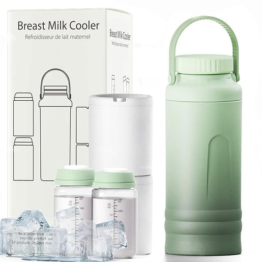22oz Breast Milk Cooler Bottle – Portable Milk Cooler for Breastmilk, 360° Total Cooling for 24 Hours; Breastmilk Chiller with 2pcs Baby Bottles | Breastfeeding Essentials, BPA Free
