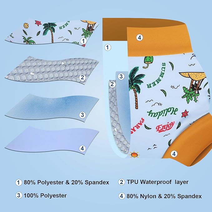 MOEMOE Baby Reusable Swim Diapers 3Pcs Comfortable Waterproof Baby Swim Diapers for Boys Swim Lesson XL/5T