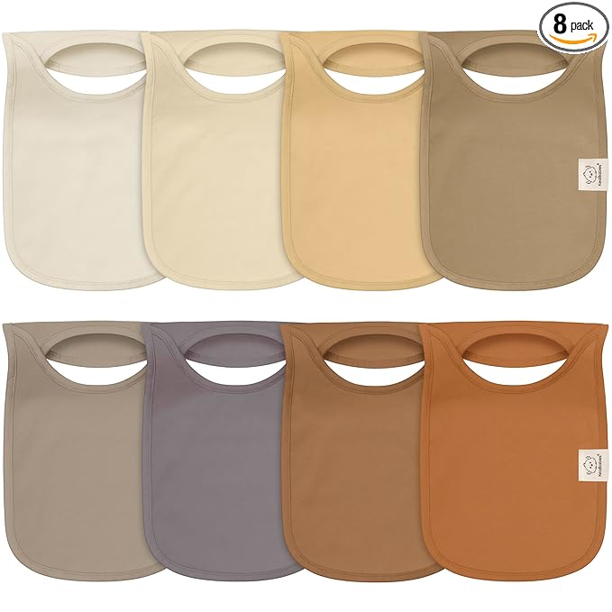 KeaBabies 8-Pack Bibs for Baby Girl, Boy - Pullover Large Baby Bibs for Drooling and Teething Infant, Newborn, Soft & Absorbent Organic Cotton, Long Torso Coverage Keep Toddler Clean & Dry(Terracotta)