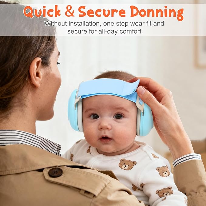 Baby Ear Muffs Noise Protection – Infant Headphones Noise 25dB Cancelling for Airplanes, Travel & Fireworks Toddler Hearing Protection 0-60 Months Baby Earphones | Soft & Adjustable Newborn Earmuffs
