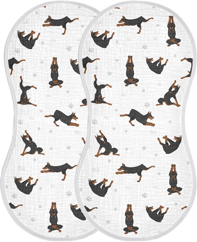 vvfelixl Baby Burp Cloths Exercises Doberman Dog Baby Newborn Cotton Burping Cloths Set Baby Washcloths 4 Pack White