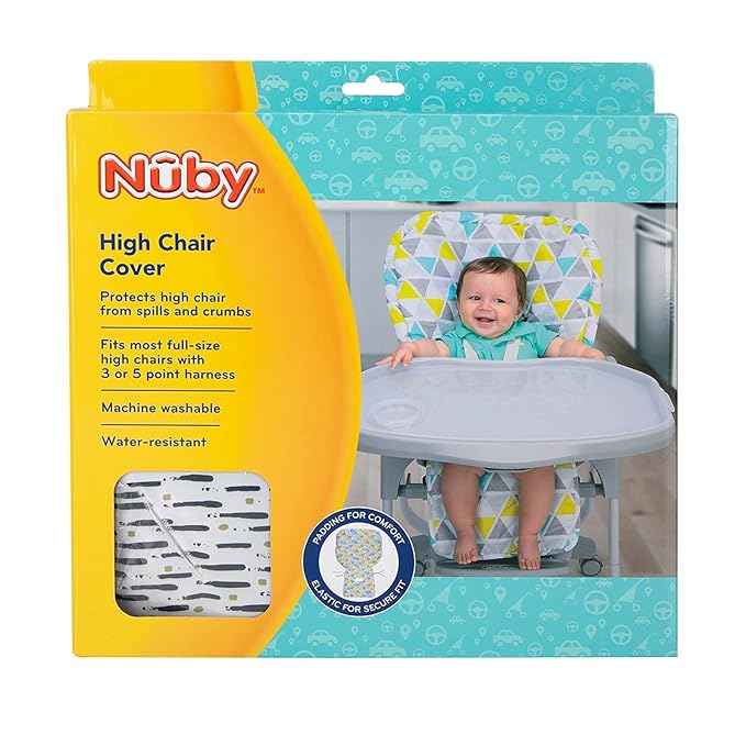 Nuby High Chair Cover Protecting from Spills and Crumbs, Water Resistant, Floral Print