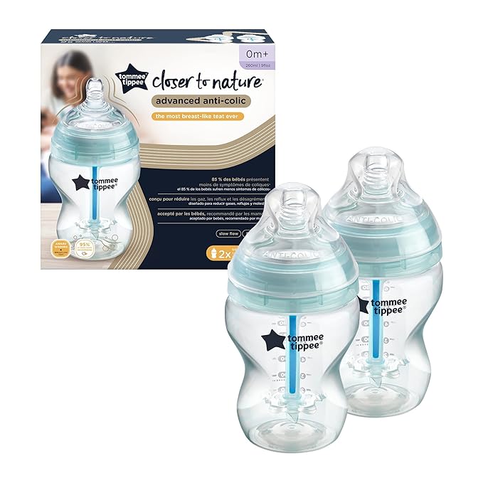 Tommee Tippee Closer to Nature 260 ml/9fl oz Anti-Colic Plus Feeding Bottles ...