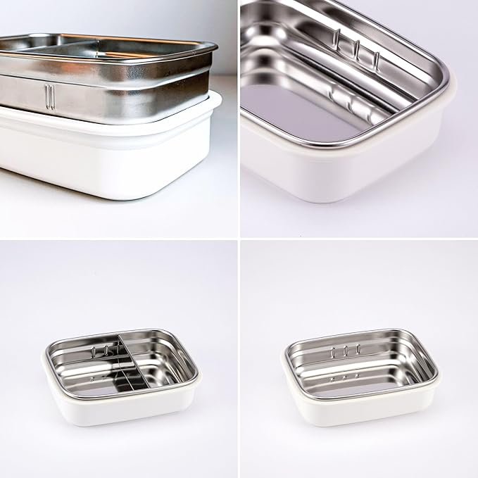 Innobaby Keepin' Fresh Stainless Steel Divided Bento Snack Box with Lid for Kids and Toddlers BPA Free, 11 oz., Blue