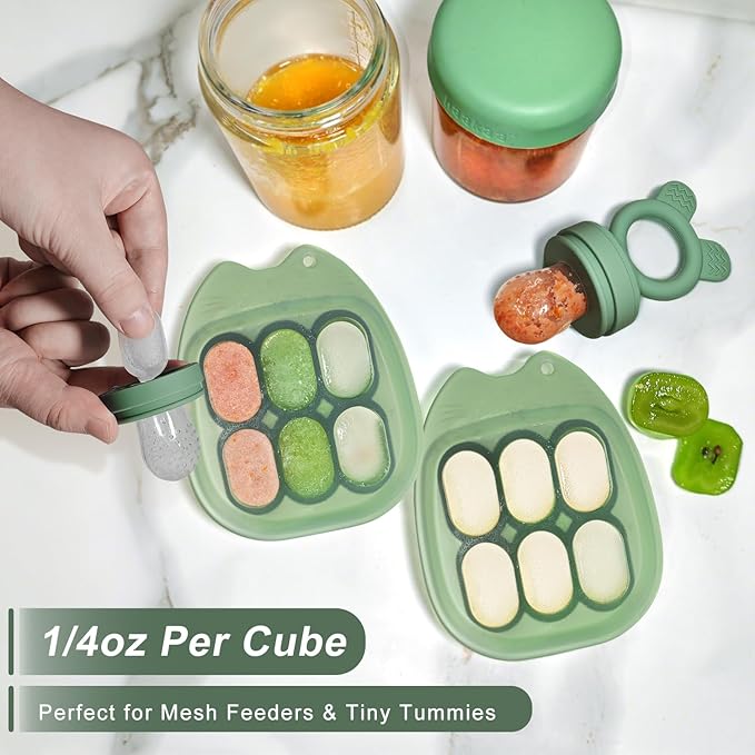 Mini Food Freezer Tray for Baby Feeder, Silicone Breastmilk Popsicle Molds for Teething, BPA Free(2 Pack)