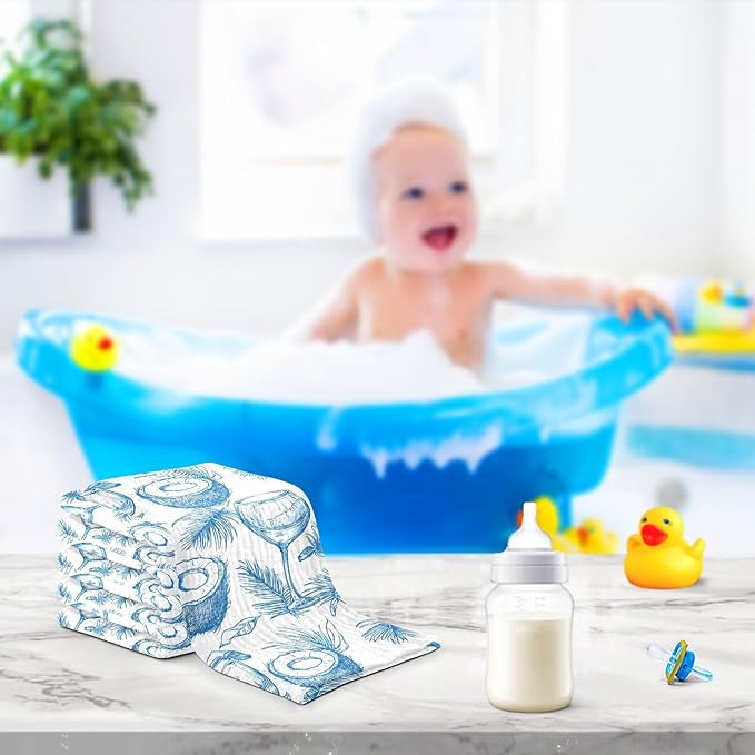 vvfelixl Wine Beach Party Baby Burp Cloths Baby Muslin Washcloths for Boys Girls Cotton Babys Face Towel for Newborn Infants Soft and Absorbent 11.8 X 11.8 in, 5 Pack