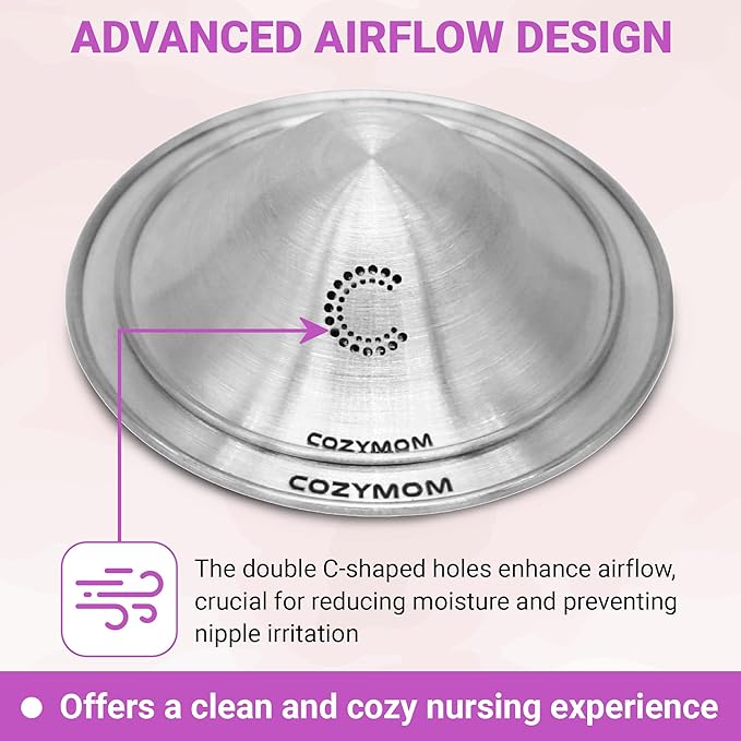 COZYMOM™ Pure Silver Nursing Cups 55mm – Nipple Care for Breastfeeding Moms – Soothe Sore Nipples – Hypoallergenic, Reusable – Complete Nursing Support – Gift for Mom-to-Be