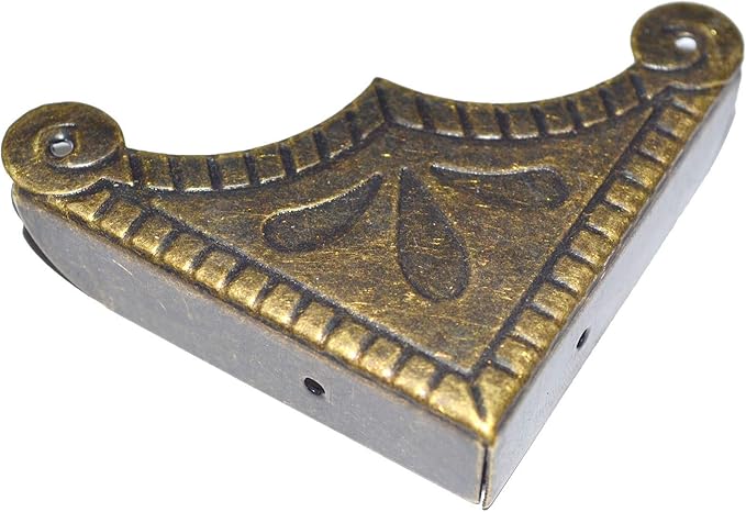 12 PCS Corner Protectors Vintage Safety Guards Antique Bronze Decorative Metal Covers for Furniture Edge Menu Box Large Size (Side Length:2-1/4", Height:3/8")