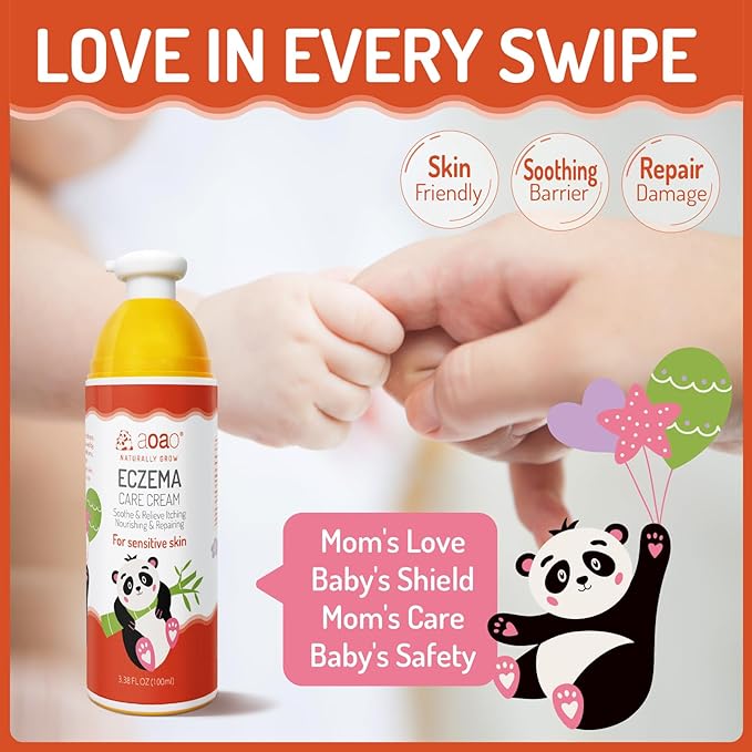 Baby Eczema Relief Cream, Eczema Treatment for Kids with Chrysanthemum, Multi-Purpose Baby Skin Relief Cream, Gentle On Sensitive Skin Prone To Baby Eczema, Hypoallergenic & Steroid-Free, 3.38oz