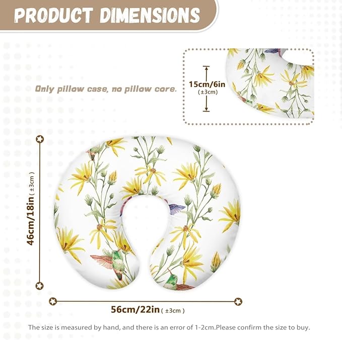 Yellow Flowers Nursing Pillow Cover Nursing Pillows for Breastfeeding Fits The Original Support for Breastfeeding Nipple Shields for Breastfeeding Newborn